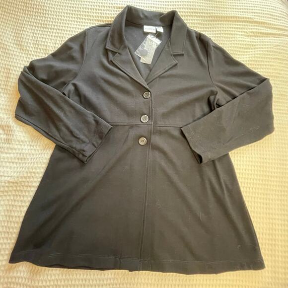 NWT Chicos Black Ponte Barentin Jacket 3 Button Classic Old Money Size 3 (XL) - Picture 5 of 8